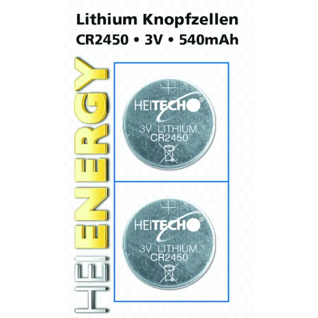 Μπαταρίες Λιθίου CR 2450 350MAh 3V 2Τμχ HEITECH 04000509