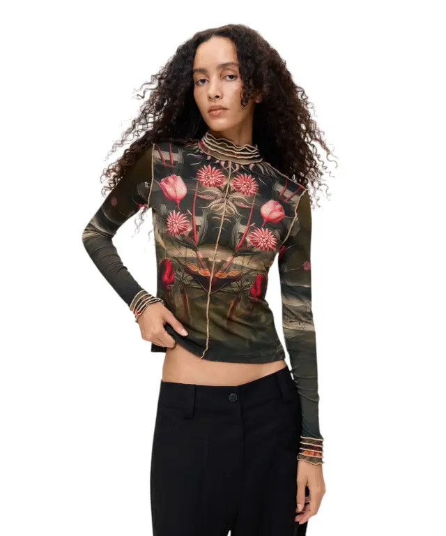 Desigual - Γυναικείο Μπλουζάκι Life Is Cool 26WWTK32-2000 Μαύρο με Σχέδια