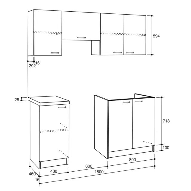 Σύνθεση κουζίνας Maurice μελαμίνη SONAMA-λευκό 180x29,2-46εκ. 2