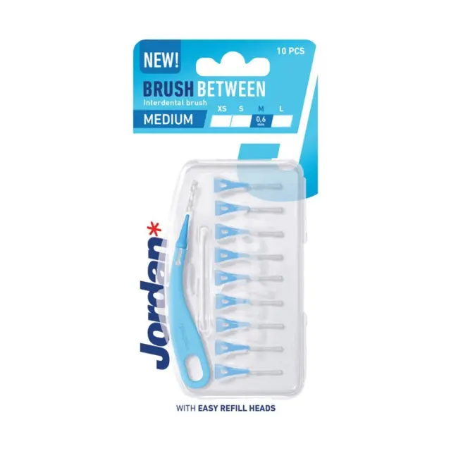 Jordan Clinic Brush Between Μεσοδόντια Βουρτσάκια M 0.6mm Κυλινδρικά με Λαβή, 10τμχ