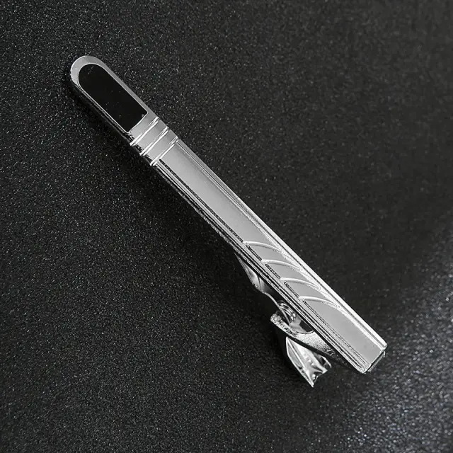 Ασημί Μαύρο Κλιπ Γραβάτας 6 cm με Σμάλτο – LGD-TC/51/ENAMEL 2
