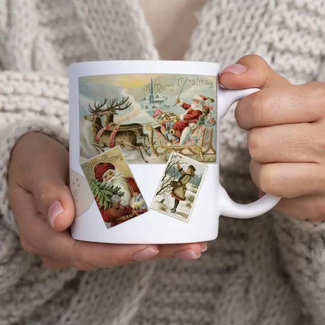 κούπα κεραμική χριστουγεννιάτικη vintage christmas με συσκευασία δώρου (b108)