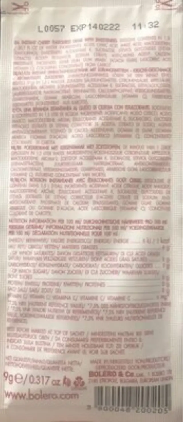 BOLERO Κεράσι - χυμός σε σκόνη για 1,5L (σακουλάκι 9γρ) 3