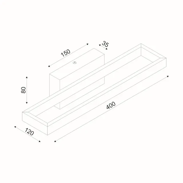 AELIA-ΦΩΤΙΣΤΙΚΟ ΕΠΙΤΟΙΧΟ ΜΑΥΡΟ ΜΕΤΑΛΛΙΚΟ LED SMD 12W 3000Κ 780LM IP20 400Χ120Χ80ΜΜ / PN30LEDW40BK 2