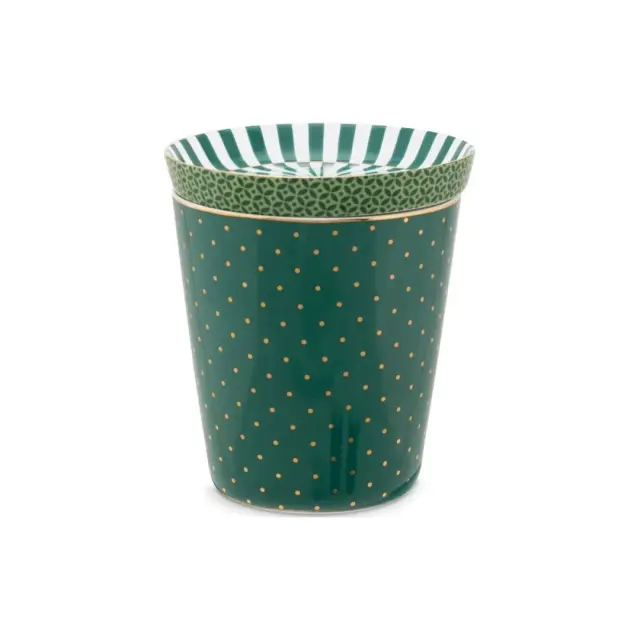 Pip Studio Πορσελάνινη Κούπα 230ml με Καπάκι/Σουβέρ: Royal Dots Green