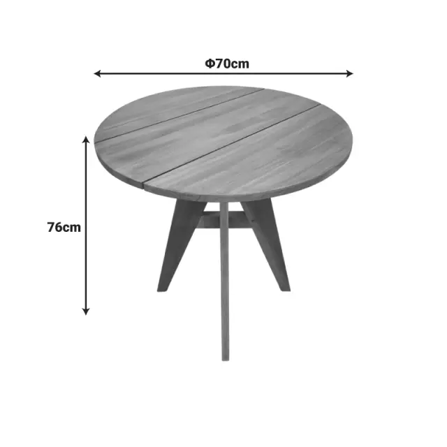 Τραπέζι Cadrada pakoworld teak ξύλο σε φυσική απόχρωση Φ70x76εκ 3