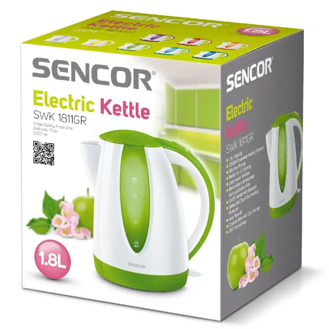 Βραστήρας Sencor SWK 1811GR 1.8lt 2000W με Διπλή Ένδειξη Στάθμης και Πλαστικό Σώμα Πράσινος 2
