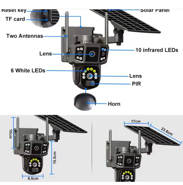 Ηλιακή κάμερα ασφαλείας IP - Dual - Solar Security Camera - V380-P38F-4G - 300075 3