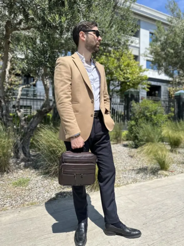 Δερμάτινος μικρός χαρτοφύλακας/Τσαντάκι Ώμου Cardinal 6015 καφέ - One Size 2