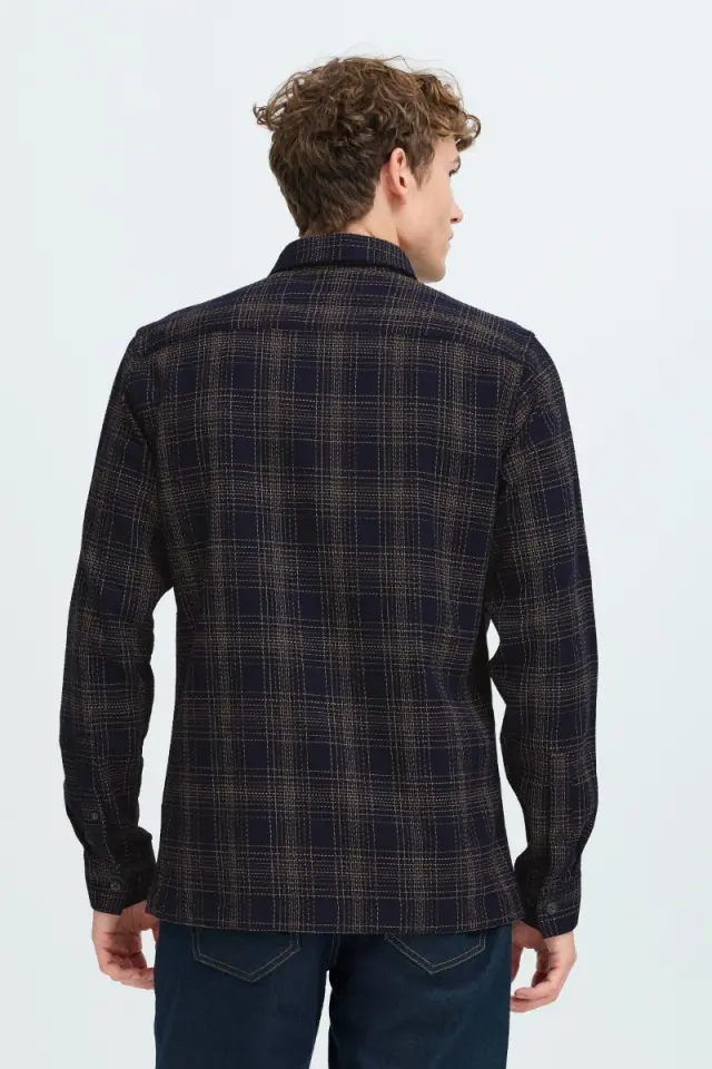 Casual Friday Ανδρικό GORM Καρό Πουκάμισο – Dark Navy - M 2