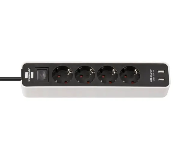 Πολύπριζο Ecolor Brennenstuhl - 4x Schuko - 2x USB-A - Με Διακόπτη On/Off - Καλώδιο 1.5m - White / Black1153240026 2