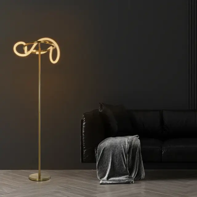 LED Επιδαπέδιο Φωτιστικό GLOW 30Watt CCT σε Χρυσό Πλατίνα και Λευκό Νήμα KLV-101-0174