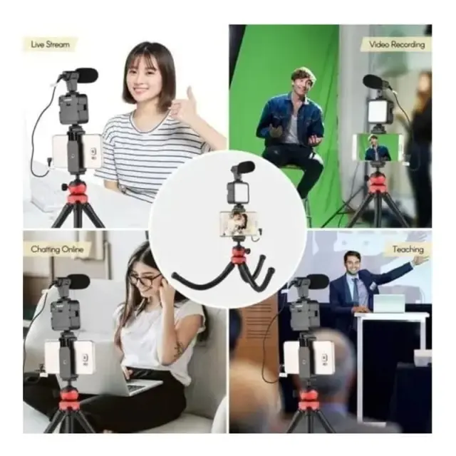 Τρίποδο Εύκαμπτο με Μικρόφωνο - Video making LED ring selfie light kits 68087 3
