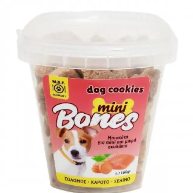 M.B.F Dog Cookies Mini Bones Σολομός Καρότο Σέλινο 160gr Μονόχρωμο