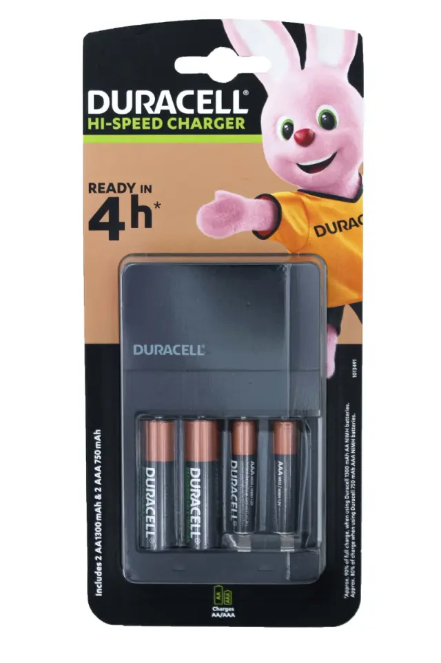 DURACELL CEF14 4h Charger incl. 2xAA 1300mAh + 2xAAA 750mAh 01.010.0036