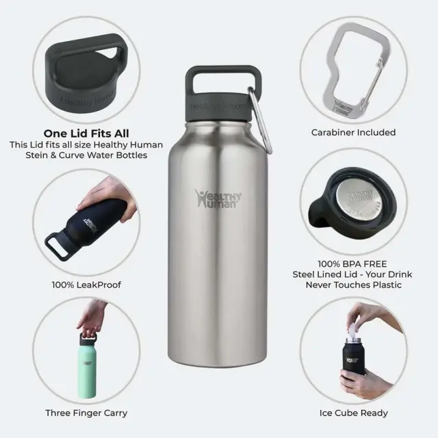 Healthy Human Stein 21oz/621ml Thermos Bottle Ασημί HH-SOB43 (Healthy Human) - One Size 3