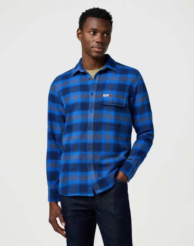 Wrangler Ανδρικό Πουκάμισο Καρό 112371524 – Icy Indigo - S