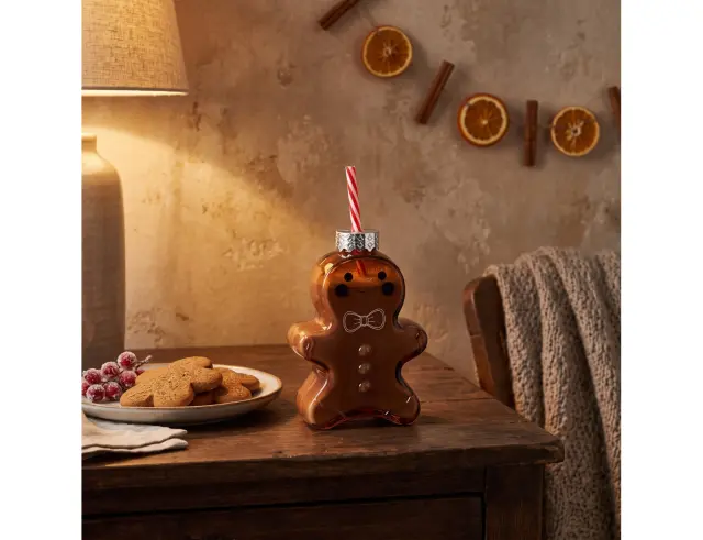 Ποτήρι Gingerbread Fééric Lights & Christmas με καλαμάκι, χωρητικότητα 330ml και διαστάσεις 9.5x4.5x19.5cm 208682