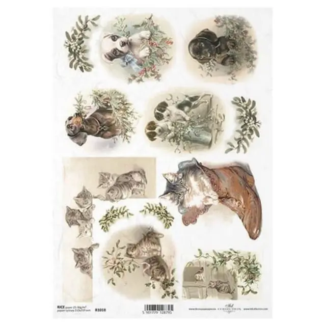 Ριζόχαρτο ντεκουπάζ ITD 21x29cm, Χριστουγεννιάτικα ζωάκια, R1018