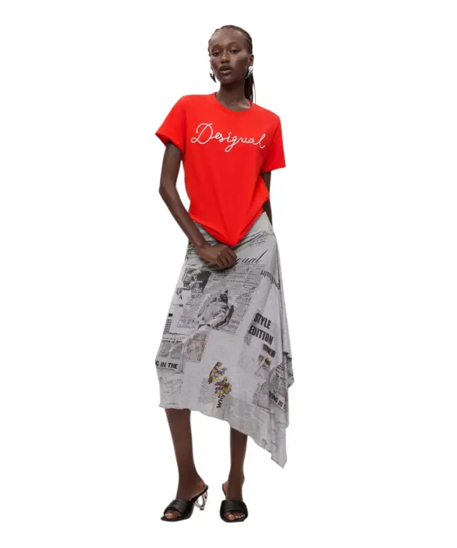 Desigual - Γυναικείο Βαμβακερό Μπλουζάκι Neena 26WWTK39-3069 Κόκκινο 2