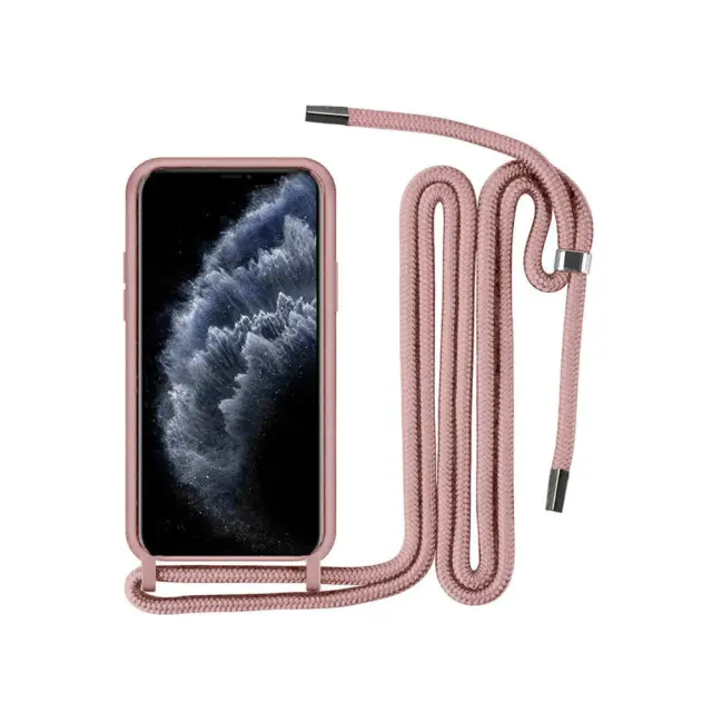 Θήκη Με Κορδόνι Crossbody Liquid Silicone Για Apple iPhone 11 Ροζ