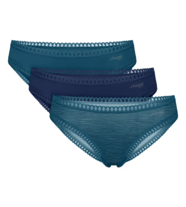 Sloggi Βαμβακερά Σλιπ Go Crush Mini Συνδυασμός Blue-Jeans 3-Pack