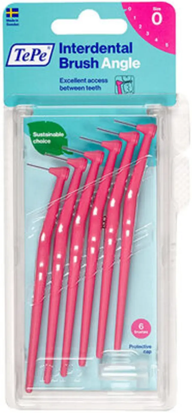 TePe Interdental Brush Angle Μεσοδόντια Οδοντόβουρτσα Ροζ 0.4mm, Μέγεθος 0, 6 τεμάχια