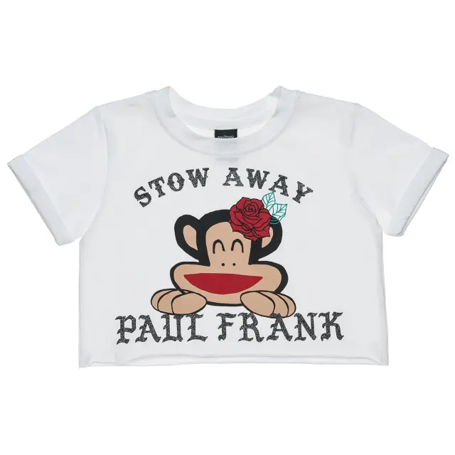 Μπλούζα Paul Frank crop με glitter τύπωμα