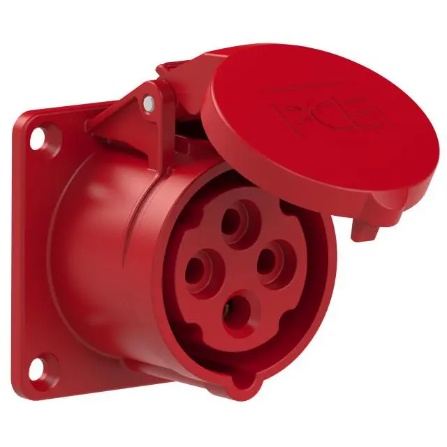 CEE-flanged socket straight (70x70mm) 16A 4p 6h IP44