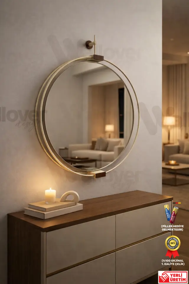 Stewehome Μεταλλικός καθρέφτης τοίχου με LED φωτισμό και ασύρματη λειτουργία 50x65 cm 3