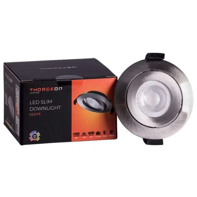 LED Slim Downlight 5W DIMM CCT 400Lm 55° CRI 90 Flicker-Free Cutout 70-75mm (Internal Driver Included) Brushed nickel