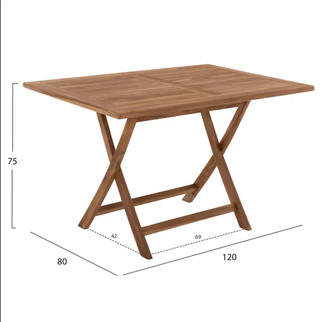 ΤΡΑΠΕΖΙ ΤΡΑΠΕΖΑΡΙΑΣ ΠΤΥΣΣΟΜΕΝΟ FB99542 TEAK ΣΕ ΦΥΣΙΚΟ ΧΡΩΜΑ 120x80x75Yεκ. 2