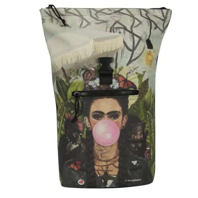 New Rebels Mart Art Roll-Top Backpack (L): Bubble Gum Frida 2