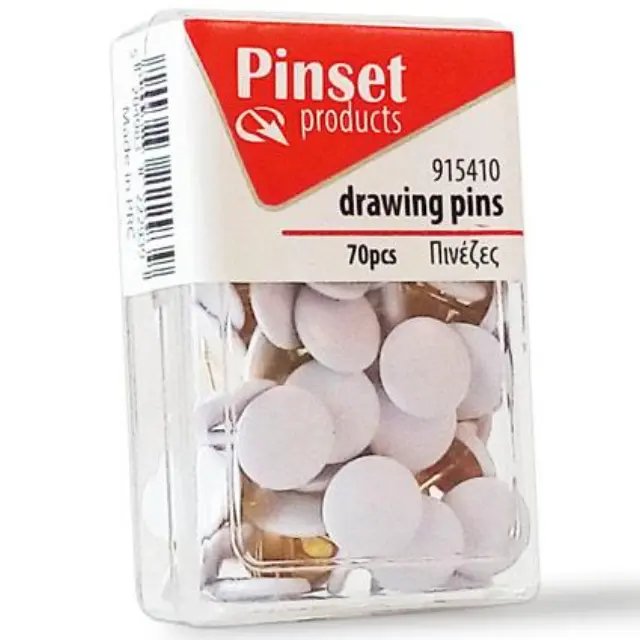Πινέζες Pinset 70τεμ Άσπρο