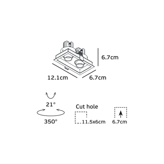 Eye 04450/WB/C Χωνευτό κινητό φωτιστικό οροφής led 11W 4000K 12.1x6.7cm λευκό+μαύρο Άσπρο/Μαύρο Μαύρο/Άσπρο 3