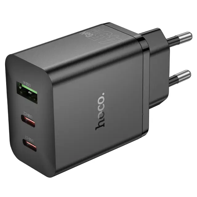 Φορτιστής Ταξιδίου Hoco N50 Scenery GaN Tech PD45W με 2xUSB-C και 1xUSB-A Μαύρος