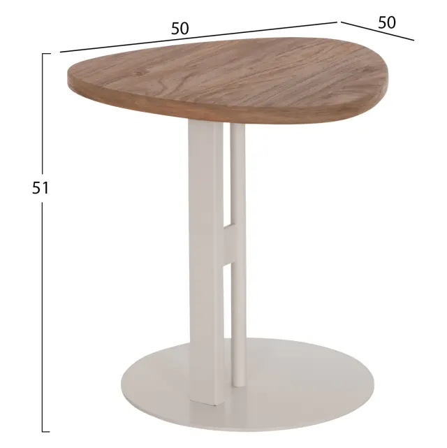 ΒΟΗΘΗΤΙΚΟ ΤΡΑΠΕΖΙ ΟΒΑΛ FB918328 MDF SONAMA--ΜΕΤΑΛΛΟ ΛΕΥΚΟ 50x50x51Υεκ. 2