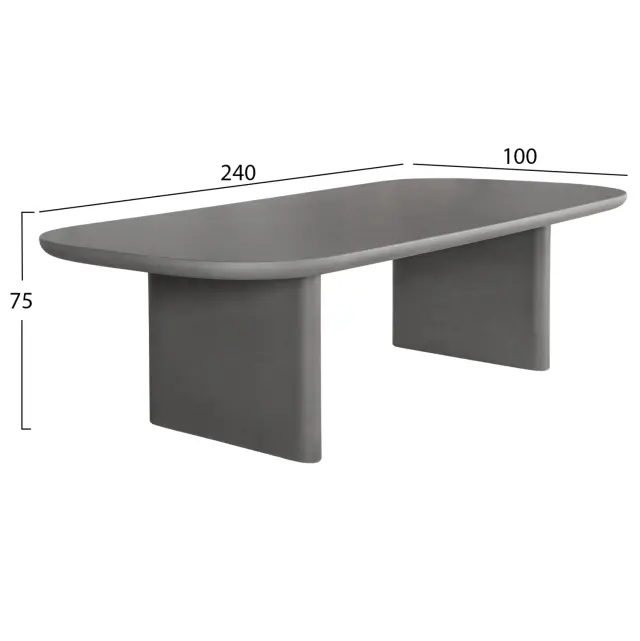 ΤΡΑΠΕΖΙ ΤΡΑΠΕΖΑΡΙΑΣ FB96600.01 ΓΚΡΙ FIBER CEMENT 240x100x75Υεκ. 2