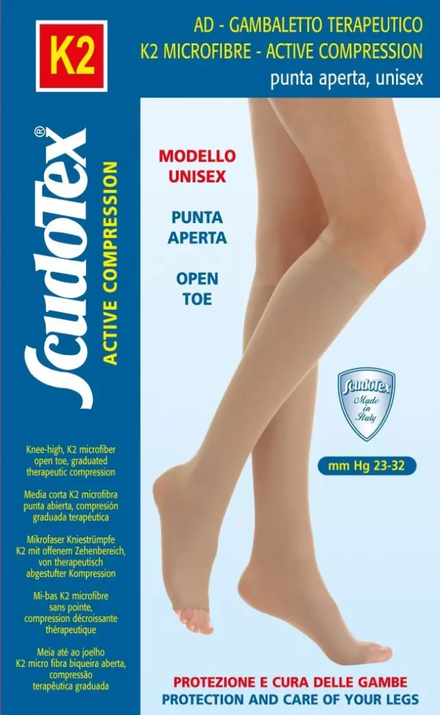 Scudotex 440 Κάλτσες Κάτω Γόνατος Διαβαθμισμένης Συμπίεσης με Ανοικτά Δάκτυλα 23-32 mmHg Μπεζ - Medium