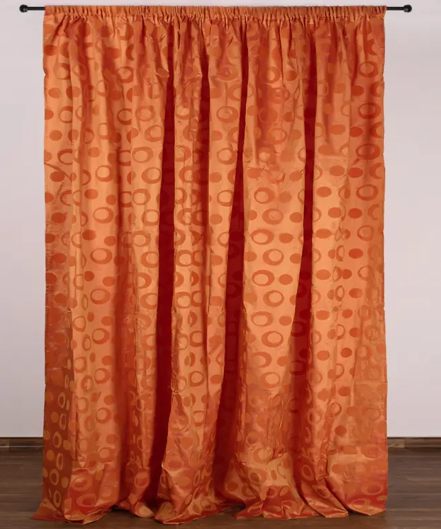 Κουρτίνα 082 (300cm x 275cm) με τρέσα πορτοκαλί - -