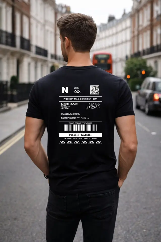 T-shirt Noshame® Μαύρο με τύπωμα - 132408 - XXL