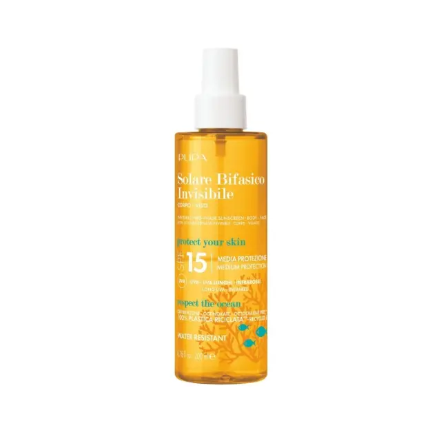Invisible Two-Phase Sunscreen Body - Face SPF15 200ml