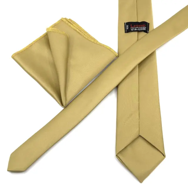 Golden Γραβάτα Σατέν Ματ 6,5 cm με Ασορτί Μαντήλι 2