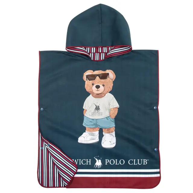 Πόντσο Παιδικό 50x115 2 Οψεων Greenwich Polo Club 4042 Blue 100% Microfiber