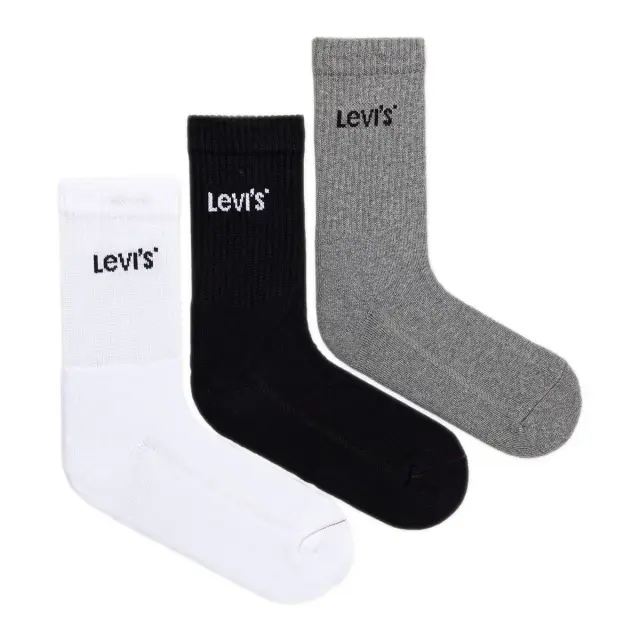 Levi's Ανδρικές Κάλτσες Regular Cut Orange Tab - 3 Ζεύγη, Χρώμα Γκρι-Μαύρο-Λευκό