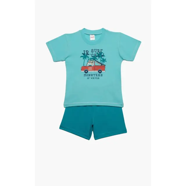 Πυτζάμα Βρεφική Καλοκαιρινή Minerva Surf Crew Τυρκουάζ No 3 61946-153 2