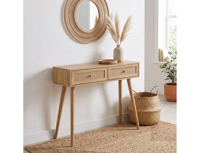 Kονσόλα Εισόδου Bali Home Deco Factory με 2 συρτάρια και διαστάσεις 100x29x81cm - Απόχρωση Ξύλου HD5132
