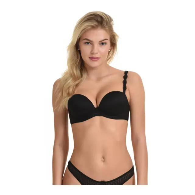 Miss Rosy Γυναικείο Σουτιέν Push-Up Strapless Aria, Χρώμα Μαύρο