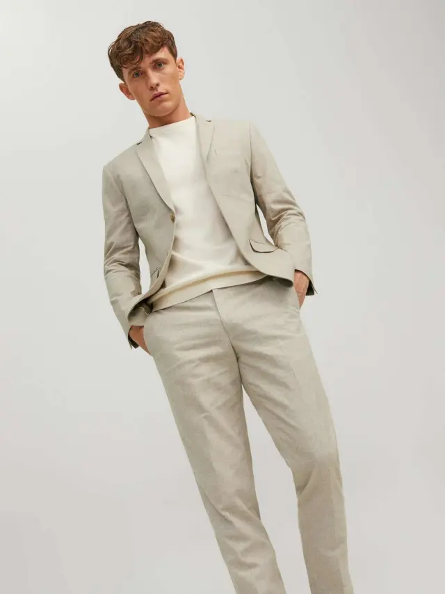JPRRIVIERA LINEN BLAZER SLIM FIT SN Petrified Oak 3