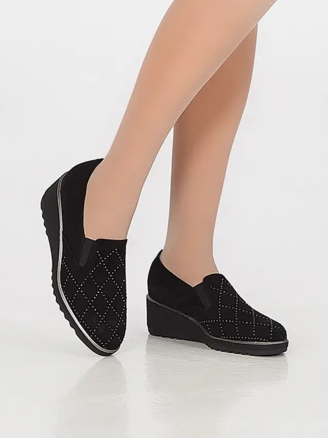 Soffice Sogno Μοκασίνια-Loafers Γυναικείο δέρμα Nubuck Μαύρο ASS/23124 NERO 2